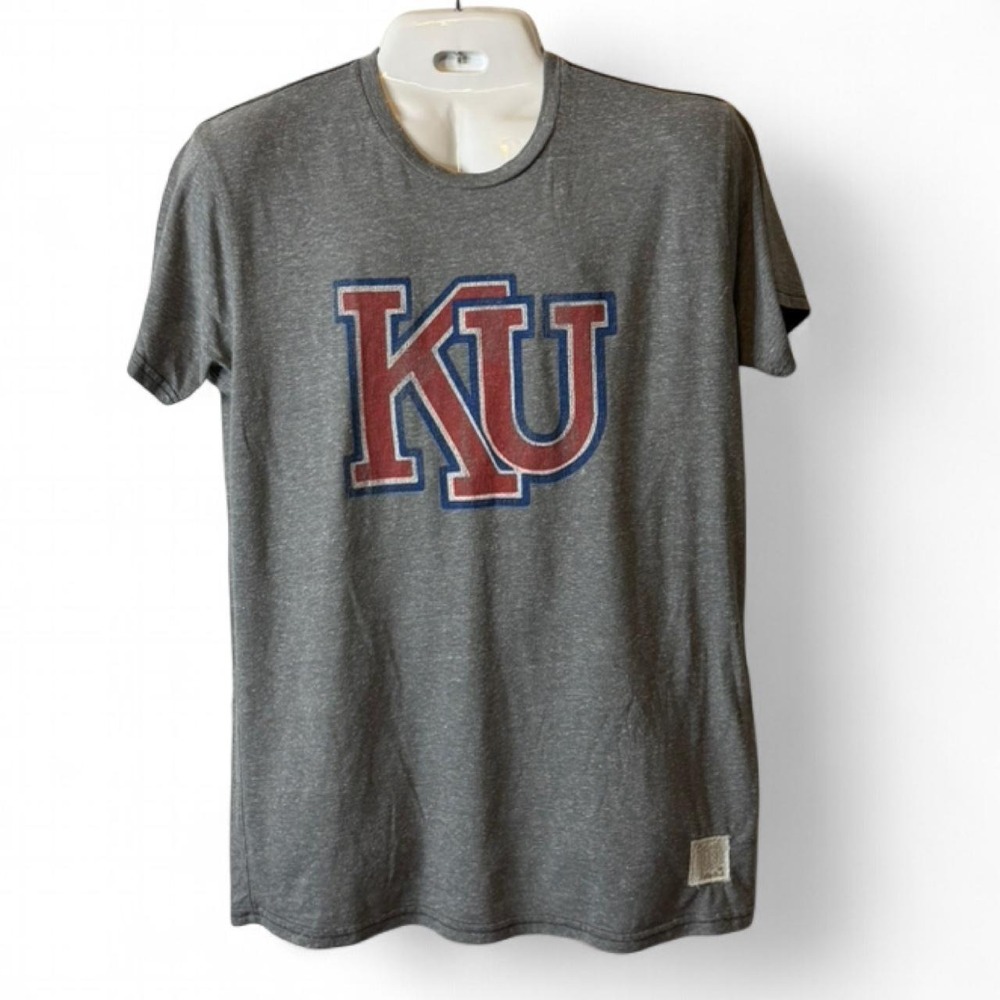 The Original Retro Brand Gray  Kansas Jayhawks KU‎ Tee, Unisex Size L